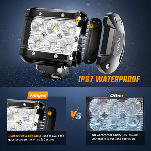 Nilight LED Pods 2Pcs 18W Flood Off Road Lights