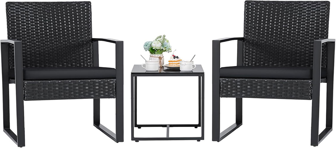 Flamaker 3 Pieces Outdoor Patio Wicker Furniture Set