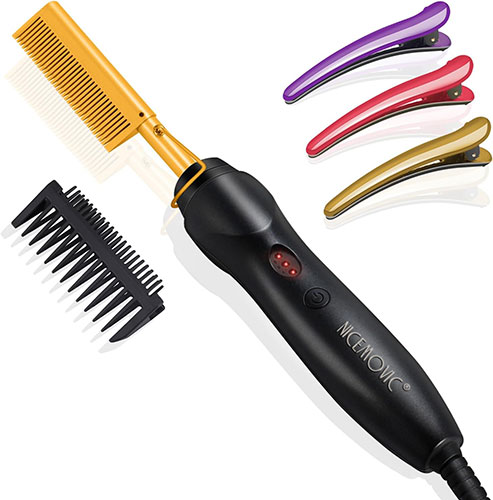 NICEMOVIC Ceramic Heating Hair Straightener Comb